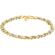 armband geslepen gourmette 62 mm 19 cm Silgold bicolor goud met zilverkern