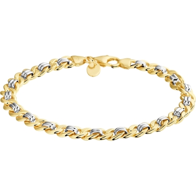 armband geslepen gourmette massief 62 mm 19 cm Silgold bicolor goud met zilverkern