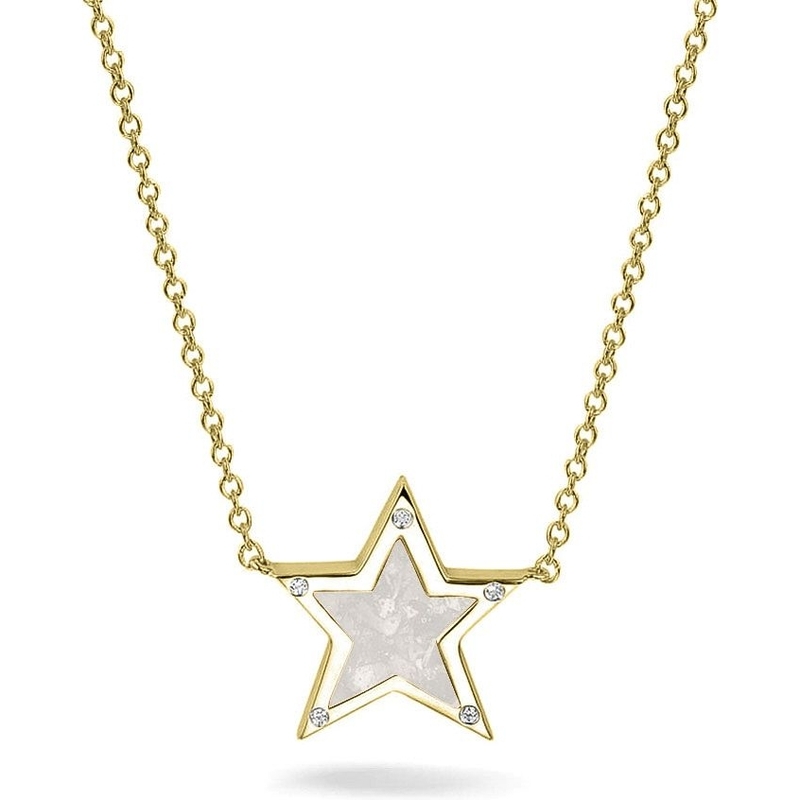 604-S-Y14Z 14k gouden ketting met moedermelk hanger ster zirkonia