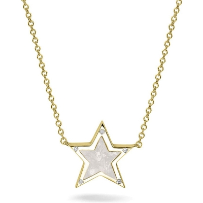 604-S-Y14Z 14k gouden ketting met moedermelk hanger ster zirkonia