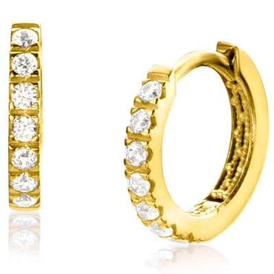 ZGO321Z 14k gouden klapcreolen zirkonia 11 mm