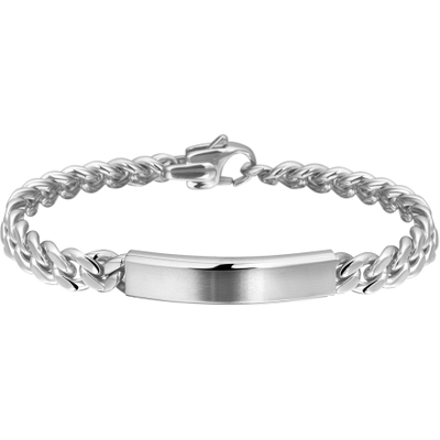 Treasure Collection TC-39393 Edelstalen naamplaat armband met gourmet schakel