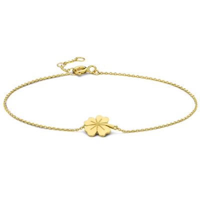 9k armband klavertje 165 - 175 - 185 cm 9K geel