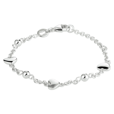 armband hartjes 11 - 13 cm zilver gerhodineerd