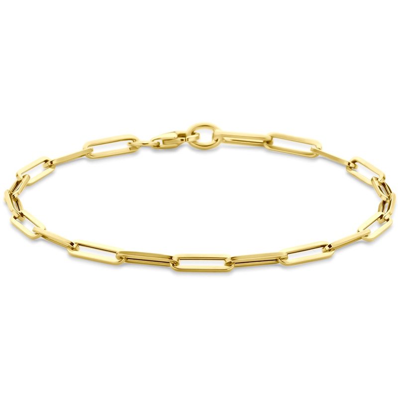 9k armband paperclip vierkante buis 30 mm 19 cm 9K geel