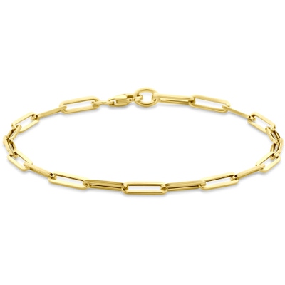 9k armband paperclip vierkante buis 30 mm 19 cm 9K geel