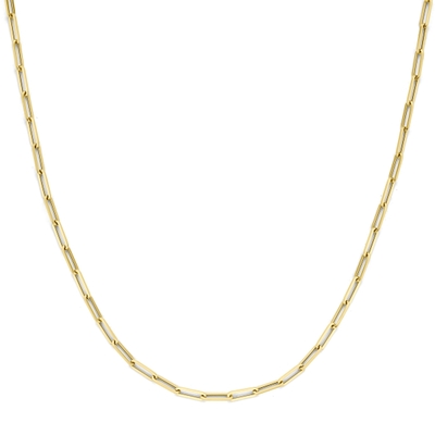 9k collier paperclip vierkante buis 30 mm 45 cm 9K geel