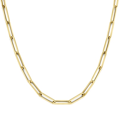 9k collier paperclip vierkante buis 60 mm 45 cm 9K geel