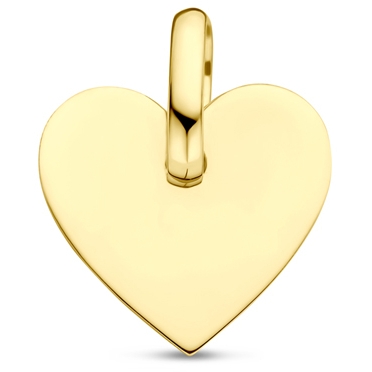 9k graveerhanger hart 13 mm 9K geel kleurig