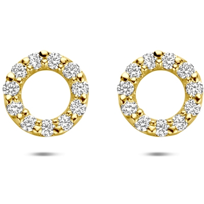 9k oorknoppen zirkonia 65 mm 9K geel