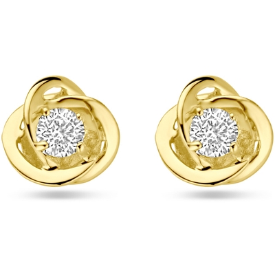 9k oorknoppen zirkonia bloem 7 mm 9K geel kleurig