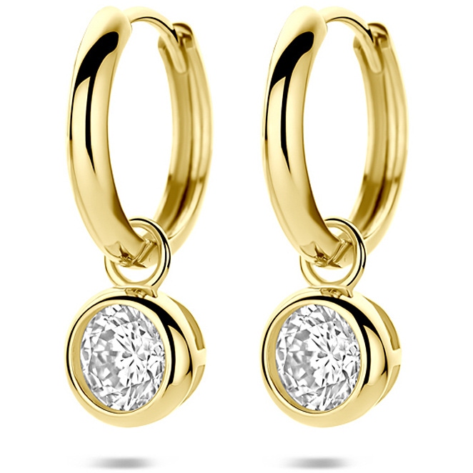 9k oorringen zirkonia 20 mm 9K geel