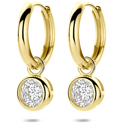 9k oorringen zirkonia 20 mm 9K geel