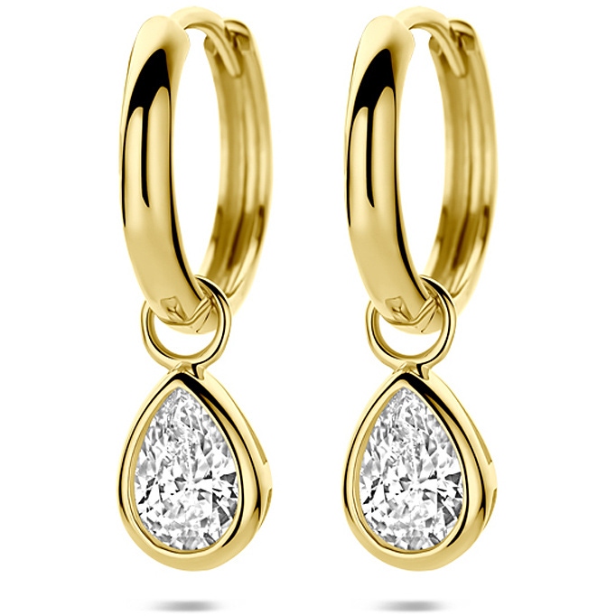 9k oorringen zirkonia 21 mm 9K geel