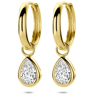 9k oorringen zirkonia 21 mm 9K geel