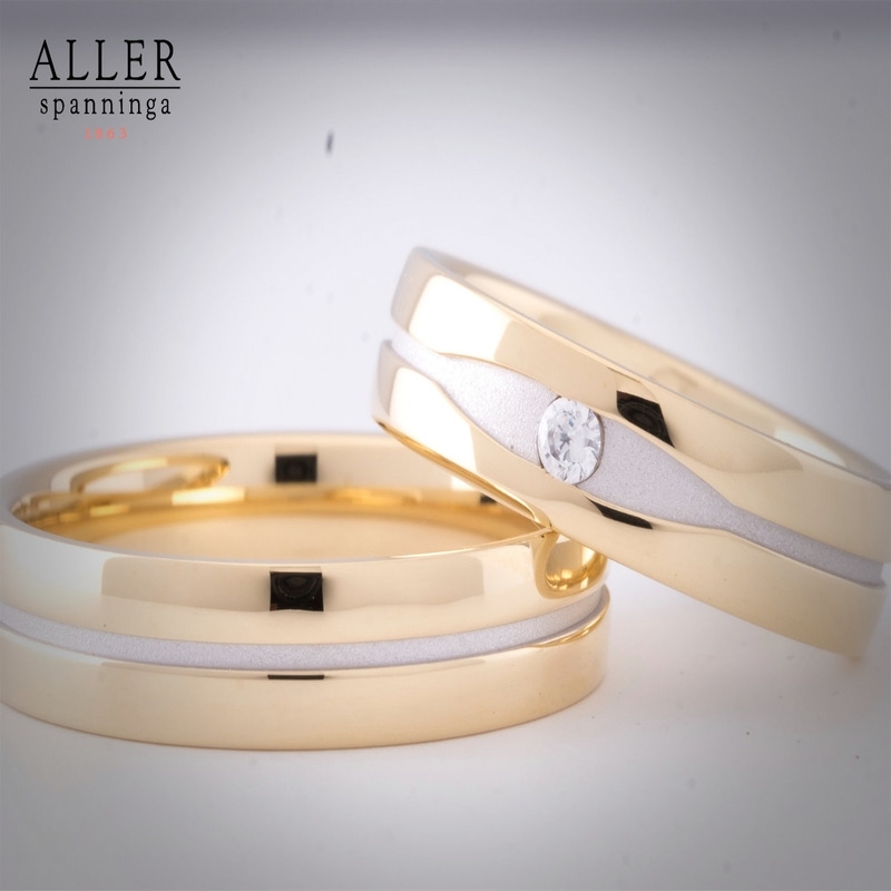 Aller Spanninga 1007 14 karaat gouden trouwringen 0,05 ct diamant