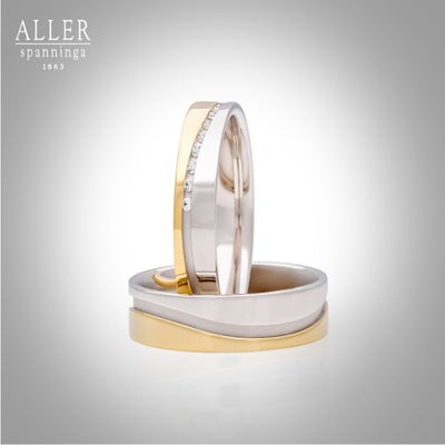 Aller Spanninga 1081 14 karaat bicolor gouden trouwringen 0,09 ct diamant