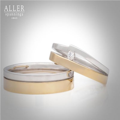 Aller Spanninga 1086 14 karaat bicolor gouden trouwringen 0,05 ct diamant