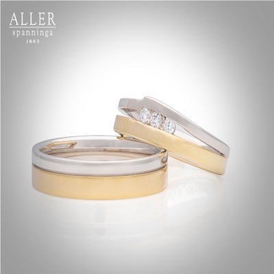 Aller Spanninga 1087 14 karaat bicolor gouden trouwringen 0,12 ct diamant