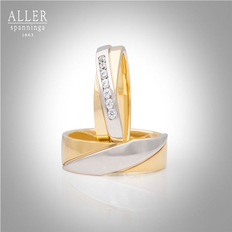 Aller Spanninga 1088 14 karaat bicolor gouden trouwringen 0,14 ct diamant