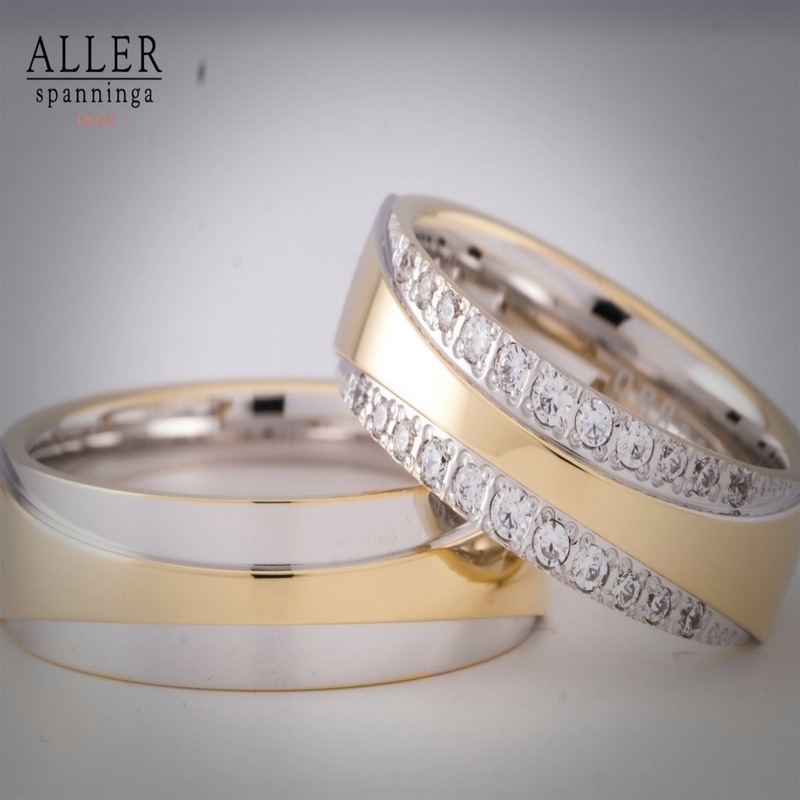 Aller Spanninga 968 14 karaat bicolor gouden trouwringen 0,28 ct diamant