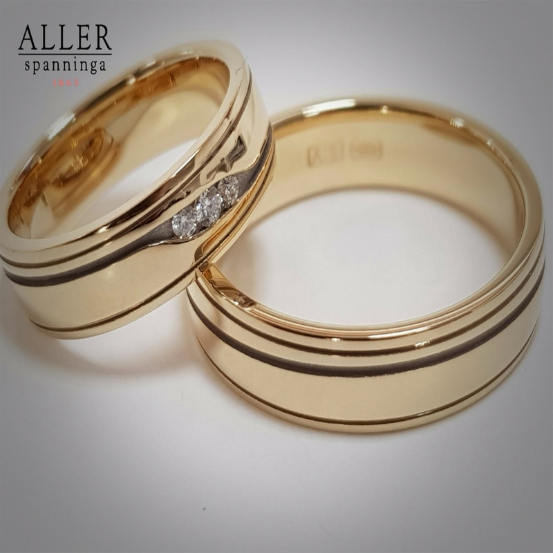 Aller Spanninga 977 14 karaat gouden trouwringen 0,07 ct diamant