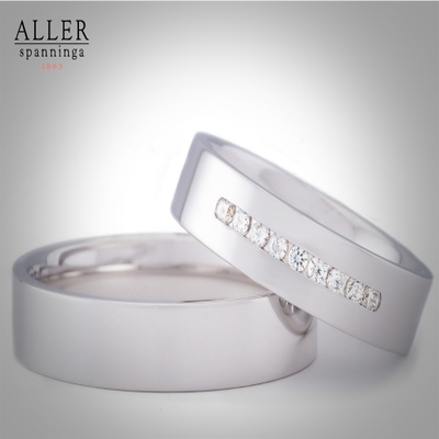 Aller Spanninga 985 14 karaat witgouden trouwringen 0,135 ct diamant