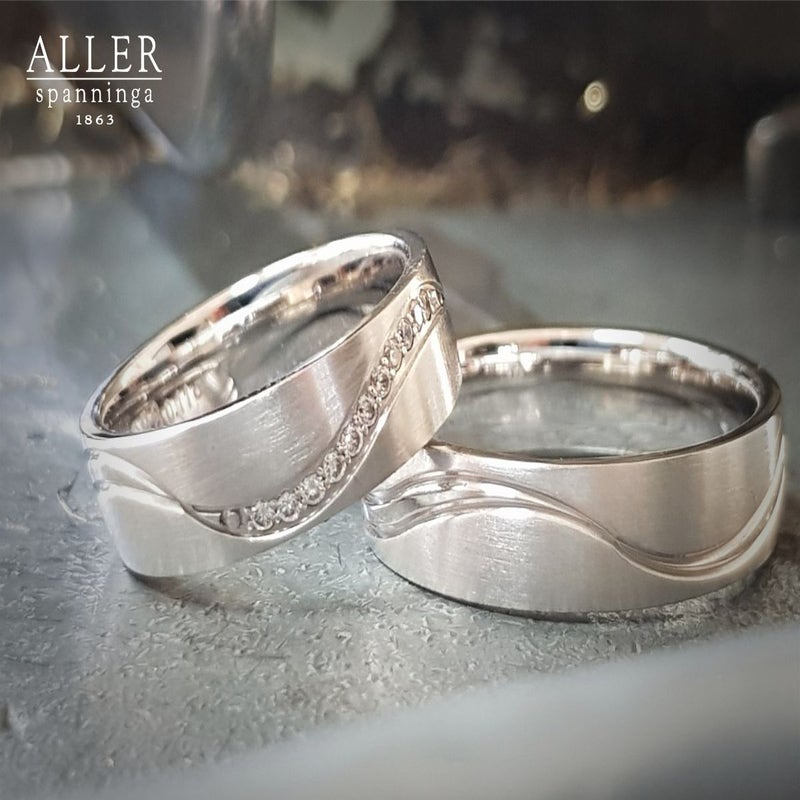 Aller Spanninga 998 14 karaat witgouden trouwringen 0,11 ct diamant