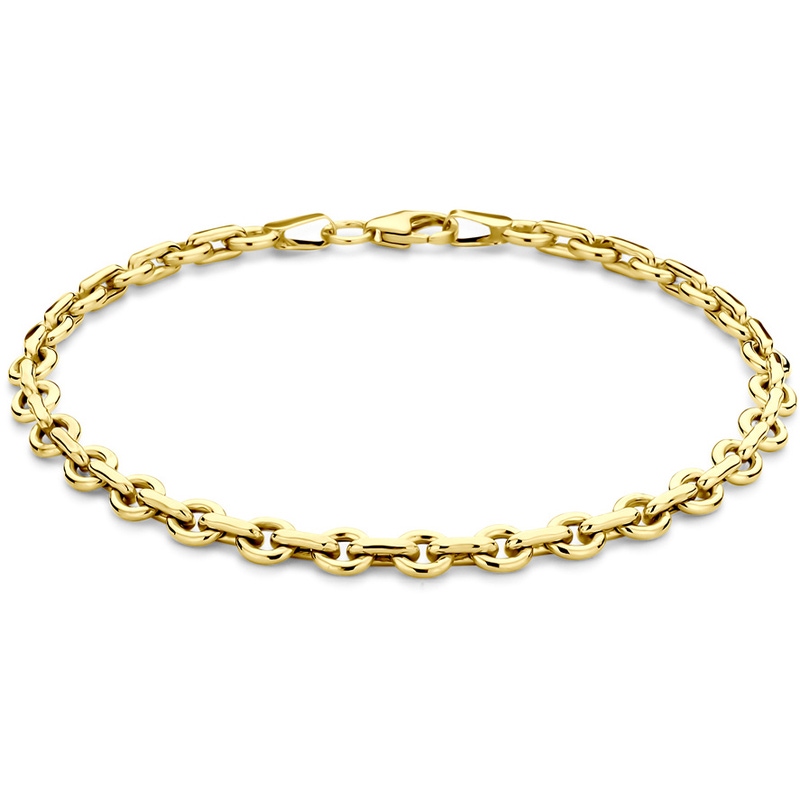 armband anker massief 45 mm 19 cm Silgold geel met zilverkern