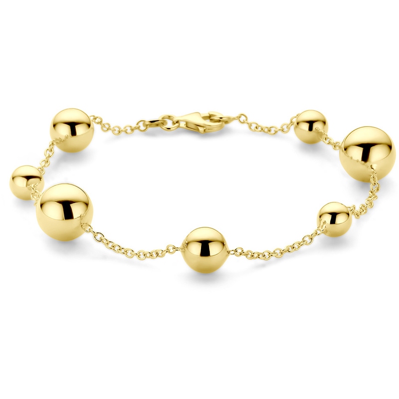 armband bolletjes 19 cm 14K geelgoud