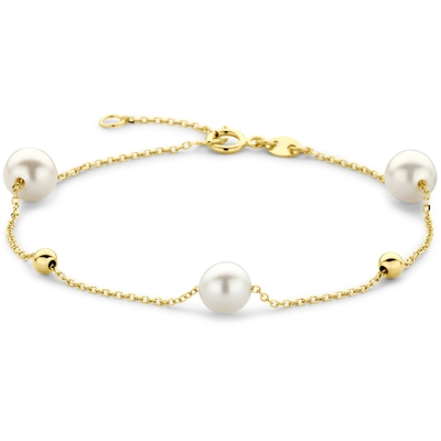 armband bolletjes en parels 165 - 185 cm 14K geelgoud