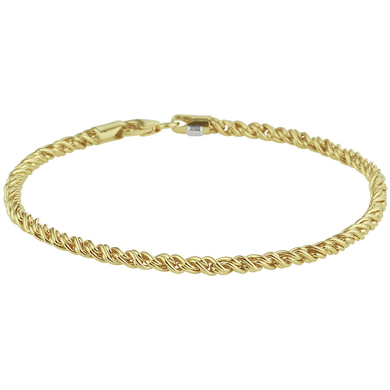 armband draadschakel 28 mm 19 cm Zilgold geel met zilverkern