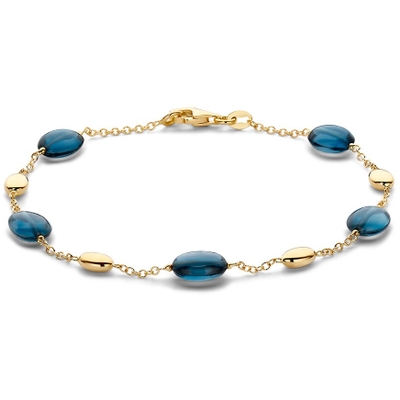 AW138086 14k gouden armband met london blue topaas 19 cm