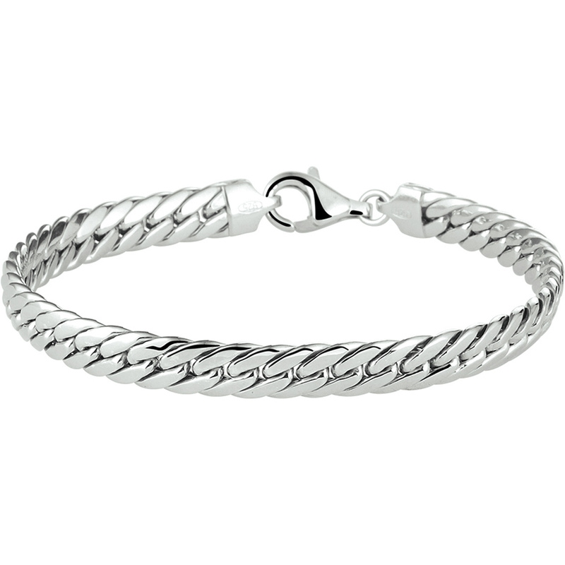 armband gourmette 4-zijdes geslepen 60 mm 19 cm zilver gerhodineerd
