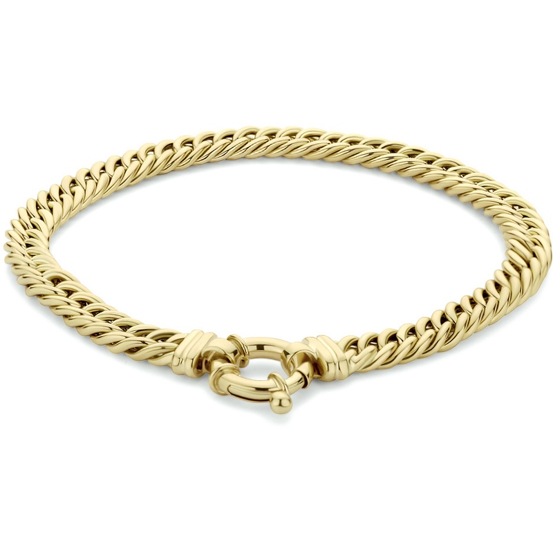 armband gourmette groot veerslot 58 mm 17 cm 14K geelgoud