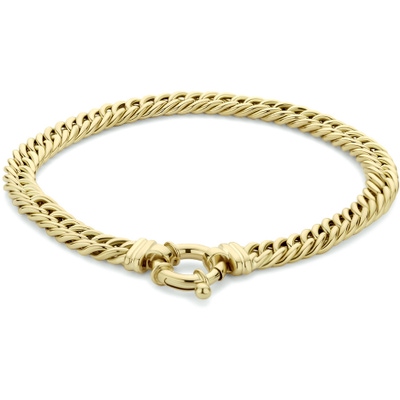 armband gourmette groot veerslot 58 mm 17 cm 14K geelgoud