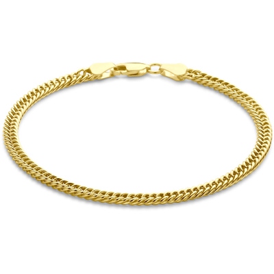 armband gourmette massief 38 mm 19 cm Silgold geel met zilverkern