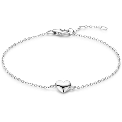 armband hartje 165 - 175 - 185 cm zilver gerhodineerd