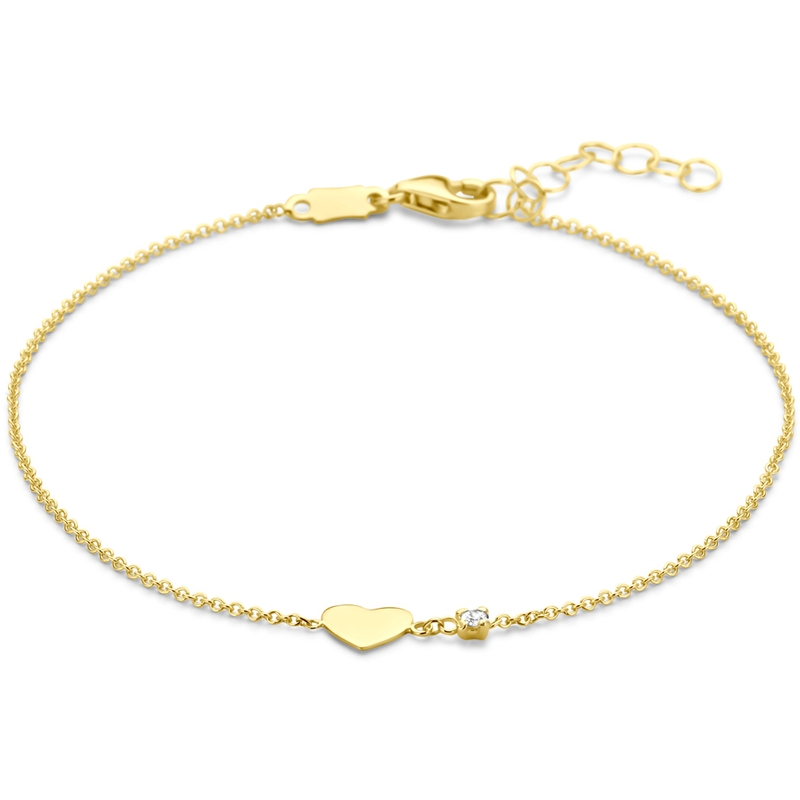 armband hartje diamant 002ct h si 16  2 cm 14K geelgoud