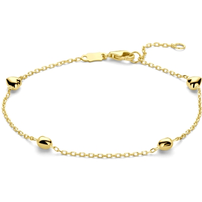 armband hartjes 16 - 18 cm 14K geelgoud