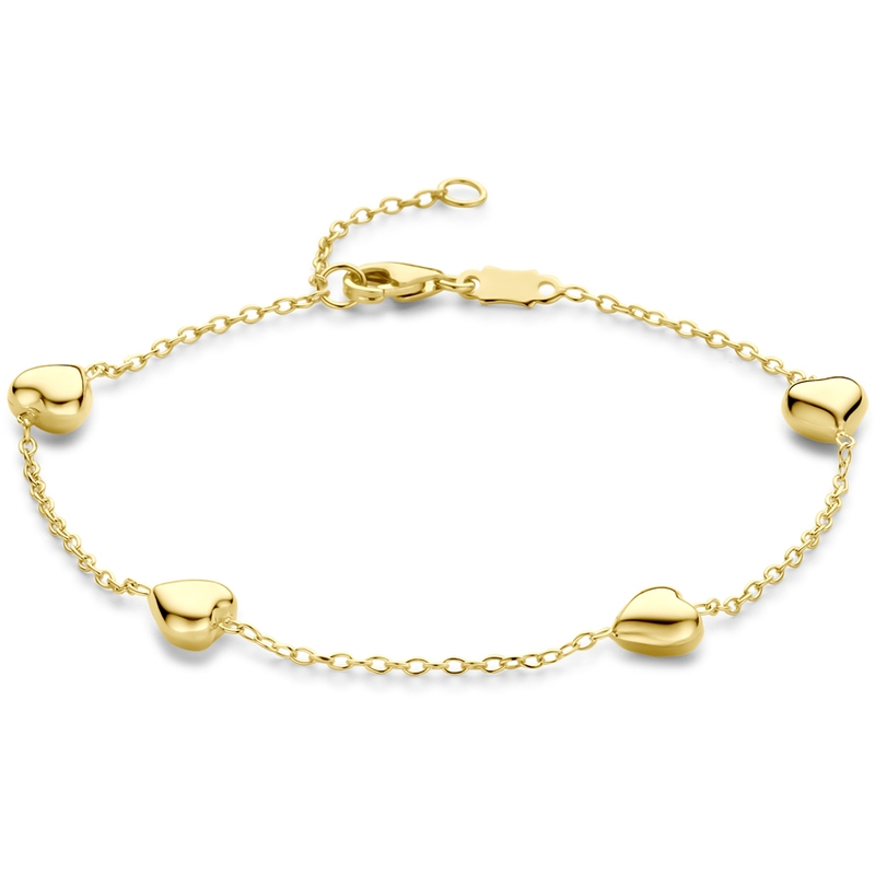 armband hartjes 16 - 18 cm 14K geelgoud