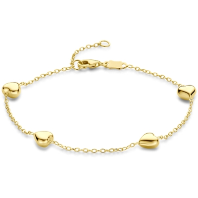 armband hartjes 16 - 18 cm 14K geelgoud