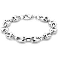 armband koffieboon 11 mm 20 cm zilver gerhodineerd