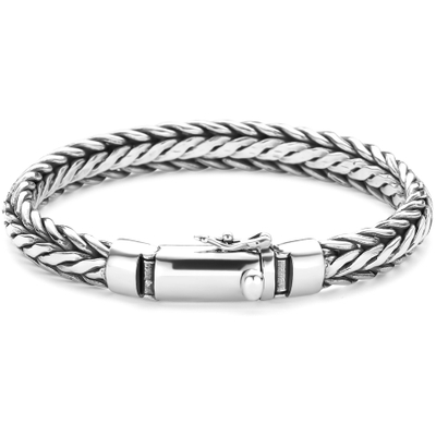 armband oxi 9 mm 21 cm zilver geoxideerd