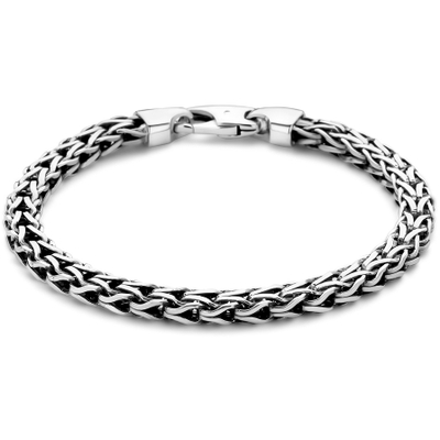 armband oxi vossestaart 6 mm zilver geoxideerd