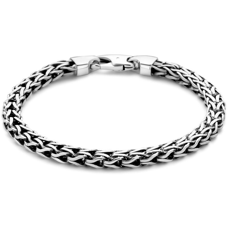 armband oxi vossestaart 6 mm zilver geoxideerd