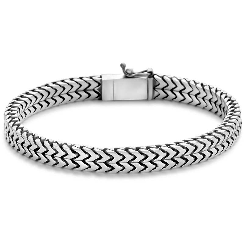 armband oxi vossestaart 71 mm zilver geoxideerd