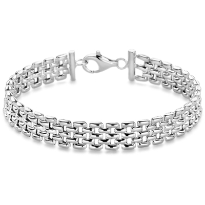 armband panter 8 mm 17 cm zilver gerhodineerd
