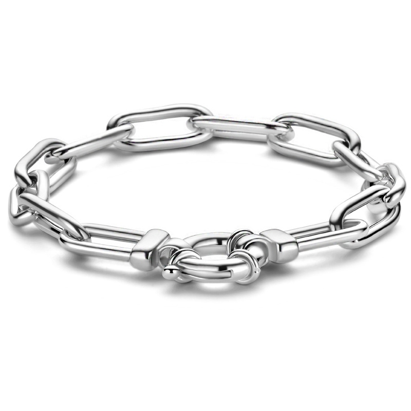 armband paperclip 19 cm met groot springslot zilver gerhodineerd