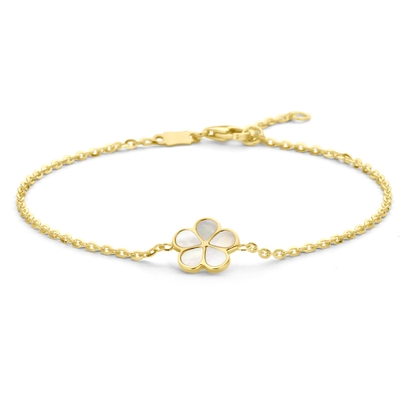 armband parelmoer bloem 16 - 18 cm 14K geelgoud